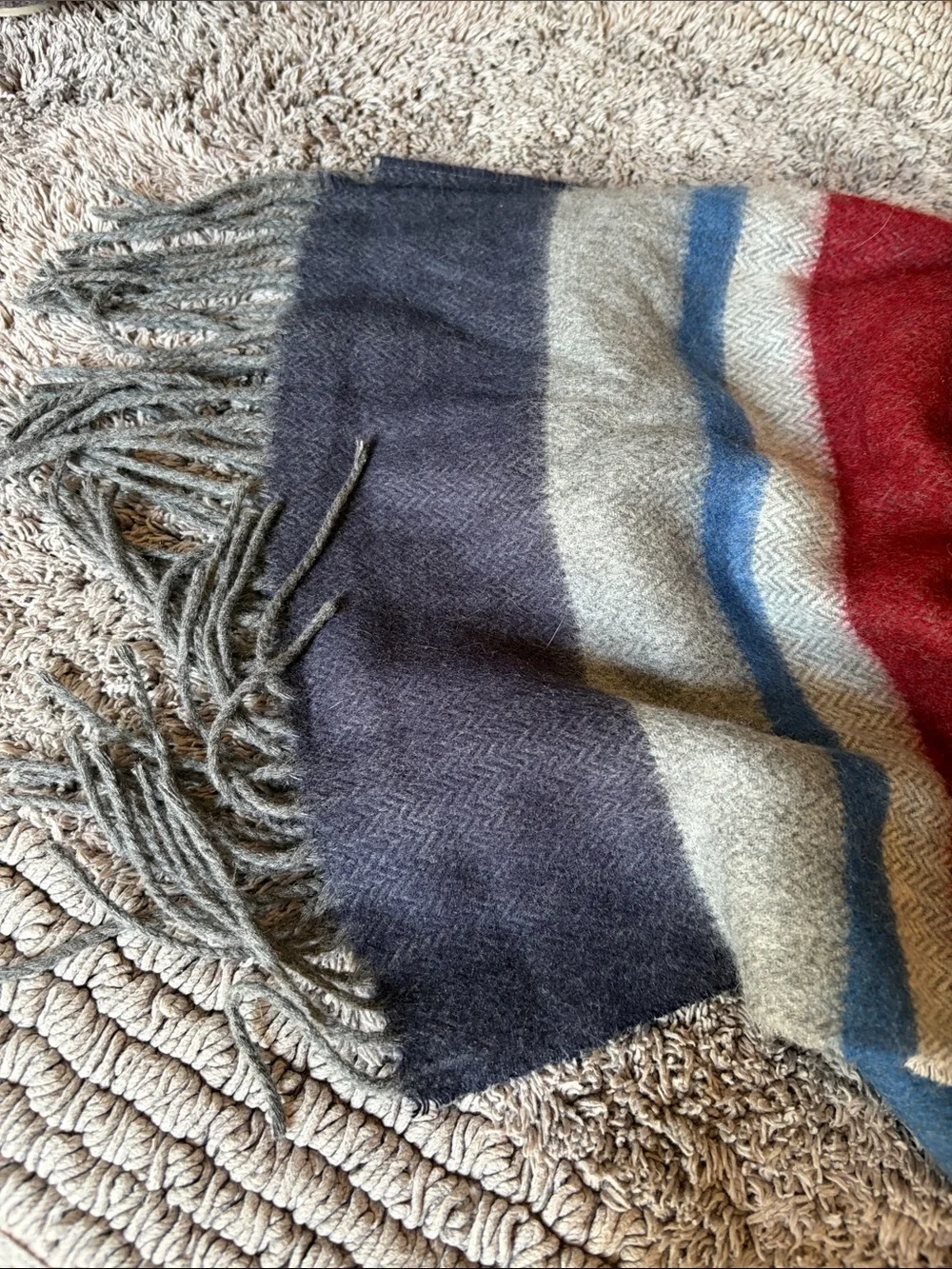 Striped Wool Scarf 100% Cashmere Made in Scotland